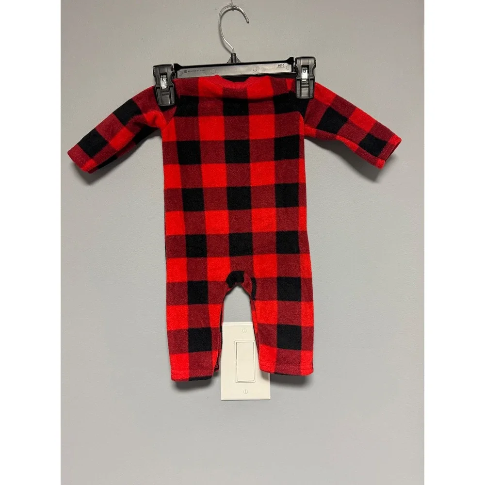 Rudolph the Red Nosed Reindeer‎ Baby Pajamas Red Black Buffalo Check Fleece 3m